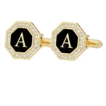 gold initial cufflinks