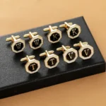 gold initial cufflinks