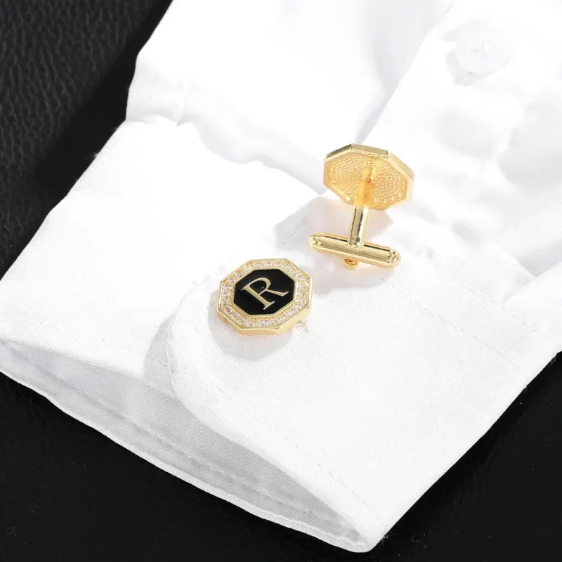 gold initial cufflinks