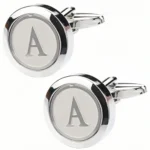 initial cufflinks silver