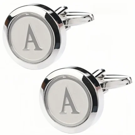 initial cufflinks silver