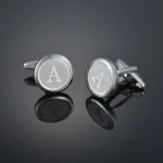 initial cufflinks silver