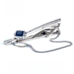 silver cufflinks and tie clip set