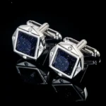 silver cufflinks and tie clip set