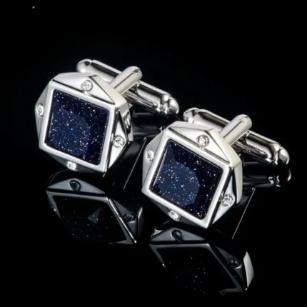 silver cufflinks and tie clip set