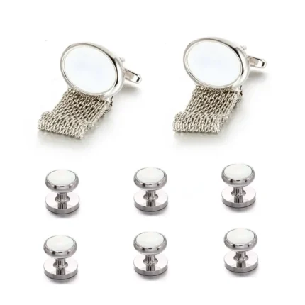 silver tuxedo studs
