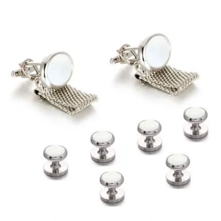 silver tuxedo studs